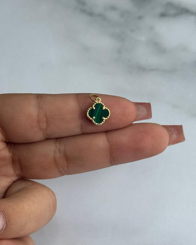 Dije casting trebol verde / 1,06 Gr / Oro amarillo 18k