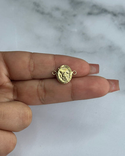 Herraje san miguel arcangel con borde enmallado / 0,62 Gr / Oro amarillo 18k
