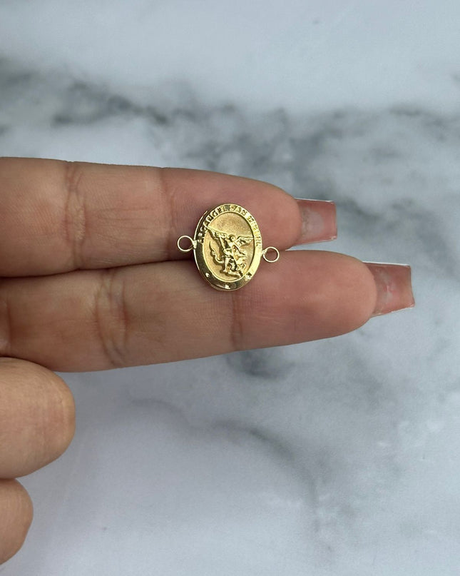 Herraje san miguel arcangel con borde / 0,95 Gr / 1,8 Cm / Oro amarillo 18k