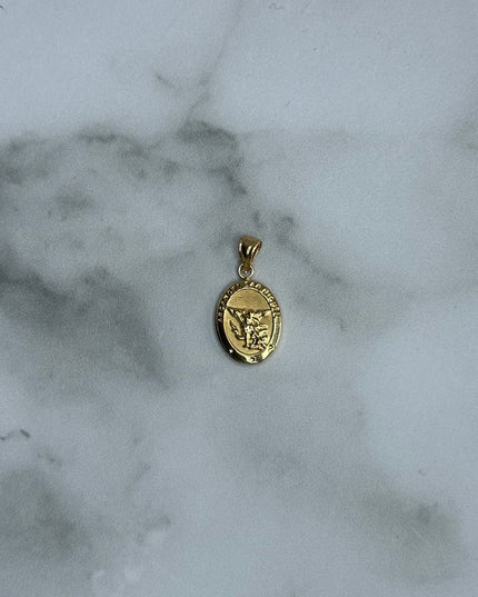 Dije san miguel arcangel doble cara con borde / 1,05 Gr / 1,8 Cm / Oro amarillo 18k
