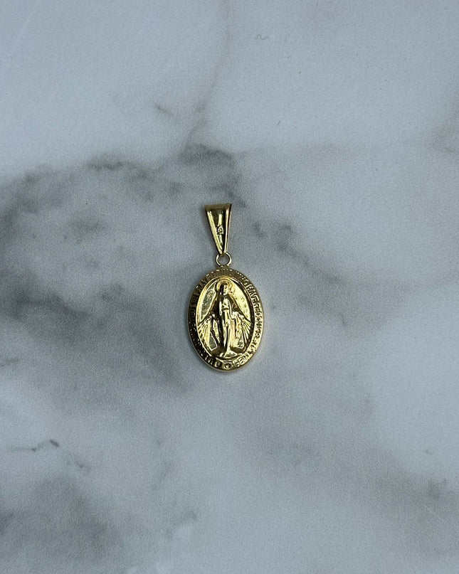 Dije virgen ovalada milagrosa / 1,60 Gr / 2,3 Cm / Oro amarillo 18k