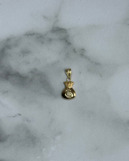 Dije bolsa de dinero doble cara / 0,67 Gr / 1,4 Cm / Oro amarillo 18k