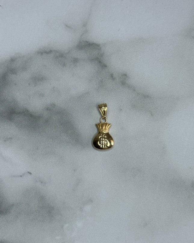 Dije bolsa de dinero doble cara / 0,67 Gr / 1,4 Cm / Oro amarillo 18k
