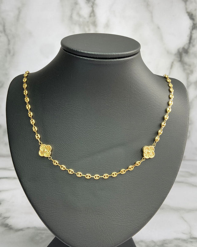 Cadena gc liso con trebol / 9,62 Gr Broche 0,60 / 45 Cm / Oro amarillo 18k