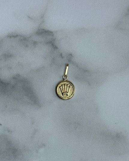 Dije corona doble cara enmallado / 0,75 Gr / Oro amarillo 18k