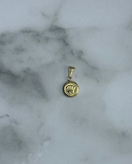 Dije corona doble cara con borde / 0,54 Gr / 1,3 Cm / Oro amarillo 18k