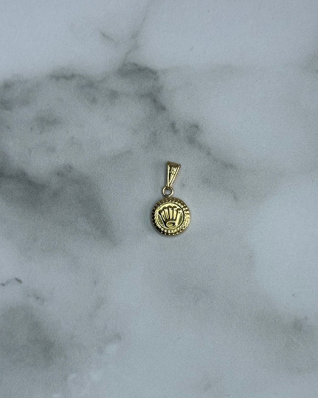 Dije corona doble cara con borde / 0,54 Gr / 1,3 Cm / Oro amarillo 18k