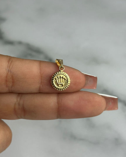 Dije corona doble cara con borde / 0,54 Gr / 1,3 Cm / Oro amarillo 18k