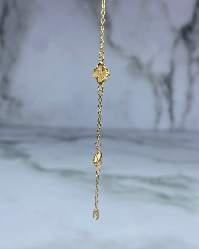 Pulso corazón liso y trebol / 2,47 Gr Broche 0,40 / 18,5 Cm / Oro amarillo 18k