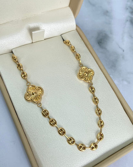 Cadena gc liso con trebol / 9,62 Gr Broche 0,60 / 45 Cm / Oro amarillo 18k