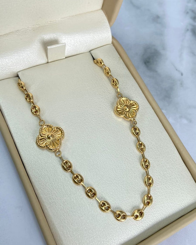 Cadena gc liso con trebol / 9,62 Gr Broche 0,60 / 45 Cm / Oro amarillo 18k