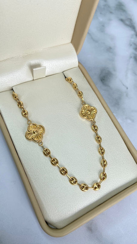 Cadena gc liso con trebol / 9,62 Gr Broche 0,60 / 45 Cm / Oro amarillo 18k