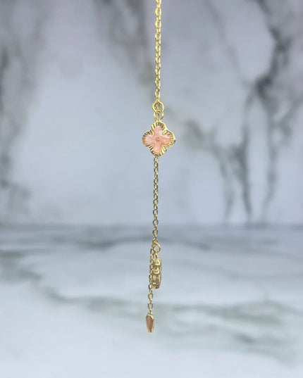 Pulso oso, corazon azul, oso mano alzada, trebol rosado y huella / 2,49 Gr Broche 0,40 / 18 Cm / Oro amarillo 18k