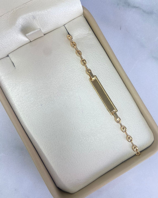 Pulso bebé gc liso con placa / 2,40 Gr Broche 0,40 / 13,5 Cm / Oro amarillo 18k