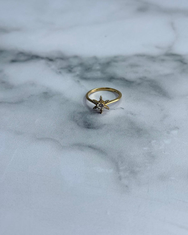 Anillo sol con circones / 1,90 Gr / Talla 5/5 / Oro amarillo 18k